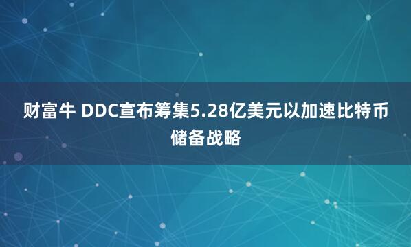 财富牛 DDC宣布筹集5.28亿美元以加速比特币储备战略