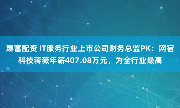 臻富配资 IT服务行业上市公司财务总监PK：网宿科技蒋薇年薪407.08万元，为全行业最高